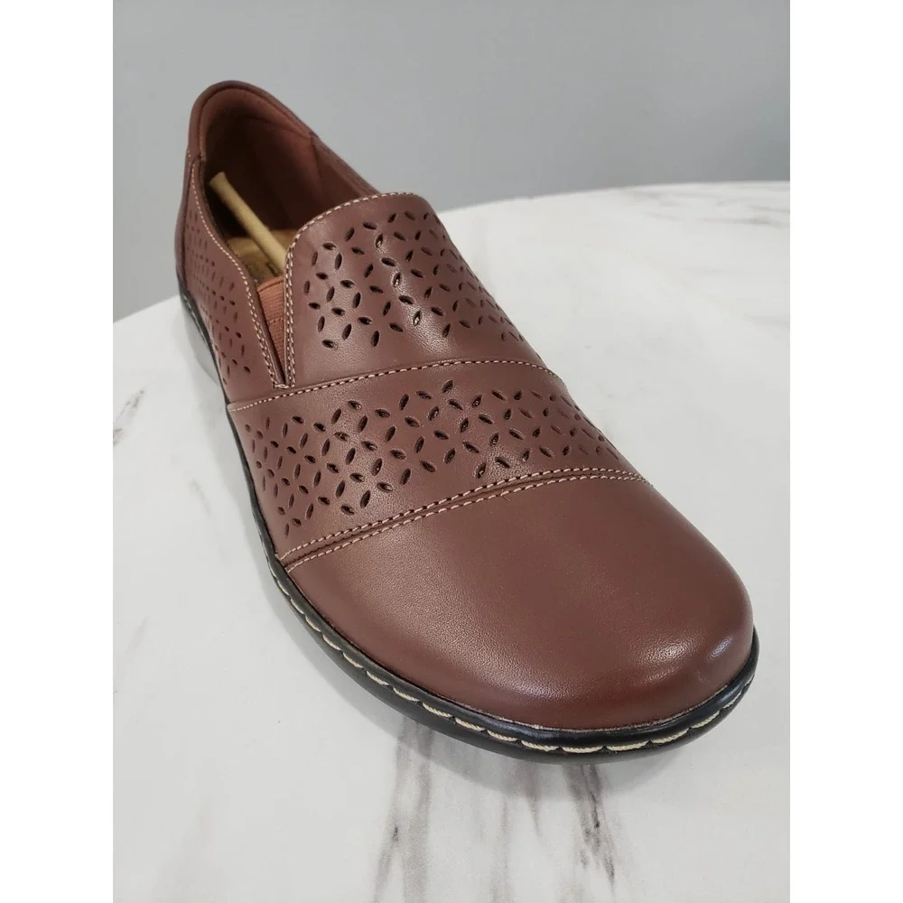 NEW NO BOX SIZE 11 Clarks Women's Cora Drift Brown Loafer SLip On Shoes Dark Tan